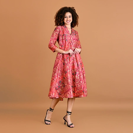  Professional Modeling Photoshoot for Wrap Midi Dress